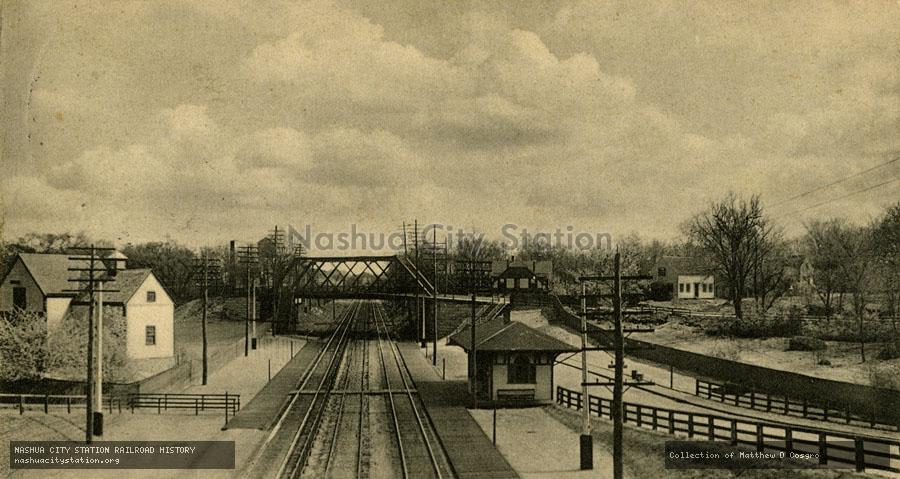 Postcard: Mattapan Station, New York, New Haven & Hartford Railroad looking east, Mattapan, Massachusetts